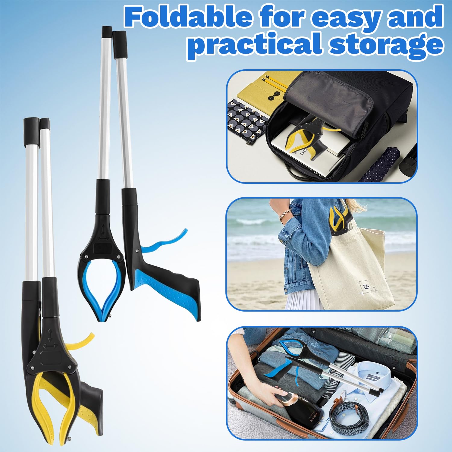 Pinza Raccogli Oggetti, 2pcs Pinza Telescopica Pieghevole, Pinza Raccogli Rifiuti, Raccoglitore di Immondizia, Pinza Telescopica con Punta Magnetica, Pinza Magnetica Pieghevole (M2) - 5