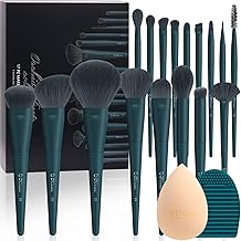 DUcare Christmas Makeup Gift Set 19 Pcs,17pcs Brushes Brush 1pc Cleaning Mat and 1pc Makeup Sponge Professional Face Powder Eye Shadow Powder Liquid Brushes