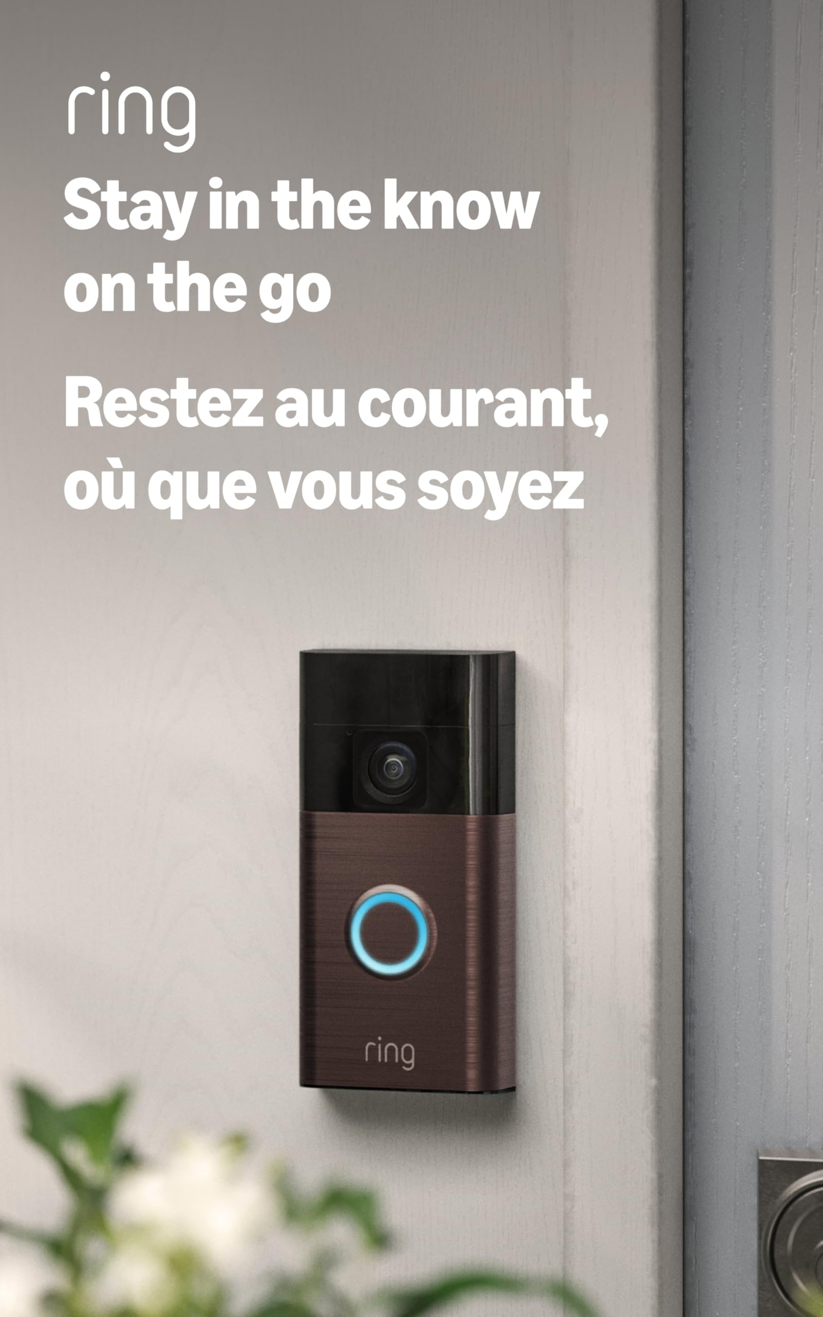 The Ring Battery Doorbell in Venetian Bronze provides a wide, head-to-toe view of your doorstep.