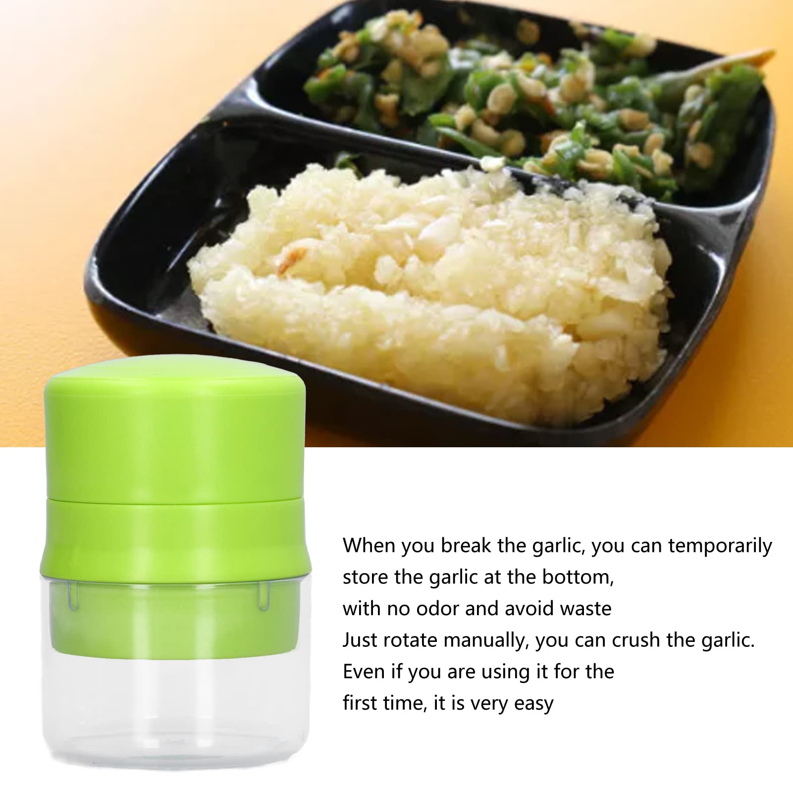2.8x4.1in Garlic Mincer, Hand Held Masher Crusher, Stainless Steel Blades Portable Small Food Processor Food Chopper With Container for Kitchen Onion Dicer Crusher Garlic Mincer