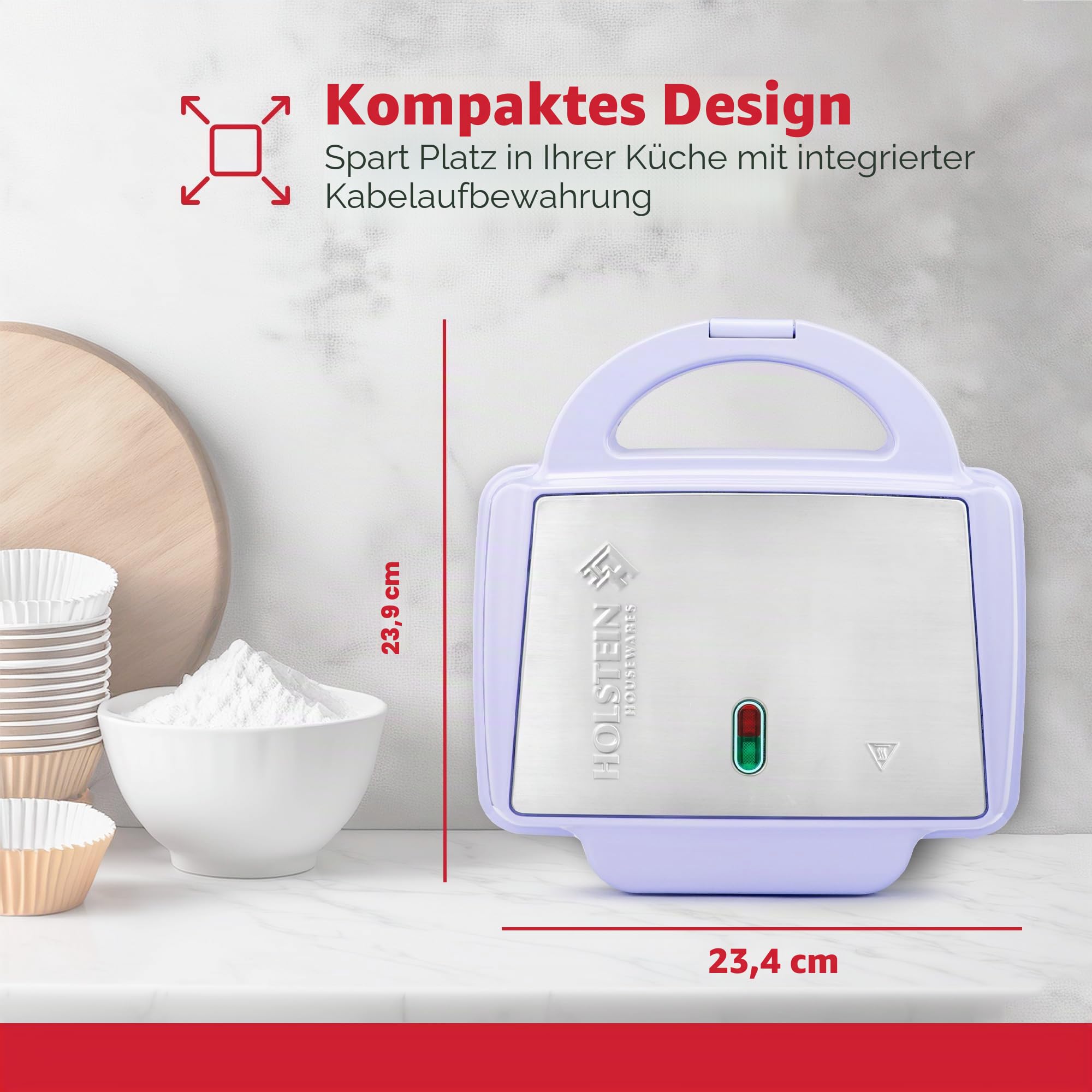 Holstein Housewares Antihaft-Cupcake-Maker, Lavendel/Edelstahl, für 6 Cupcakes, Muffins, Zimtbrötchen und mehr für Geburtstage, Feiertage, Backverkäufe oder besondere Anlässe