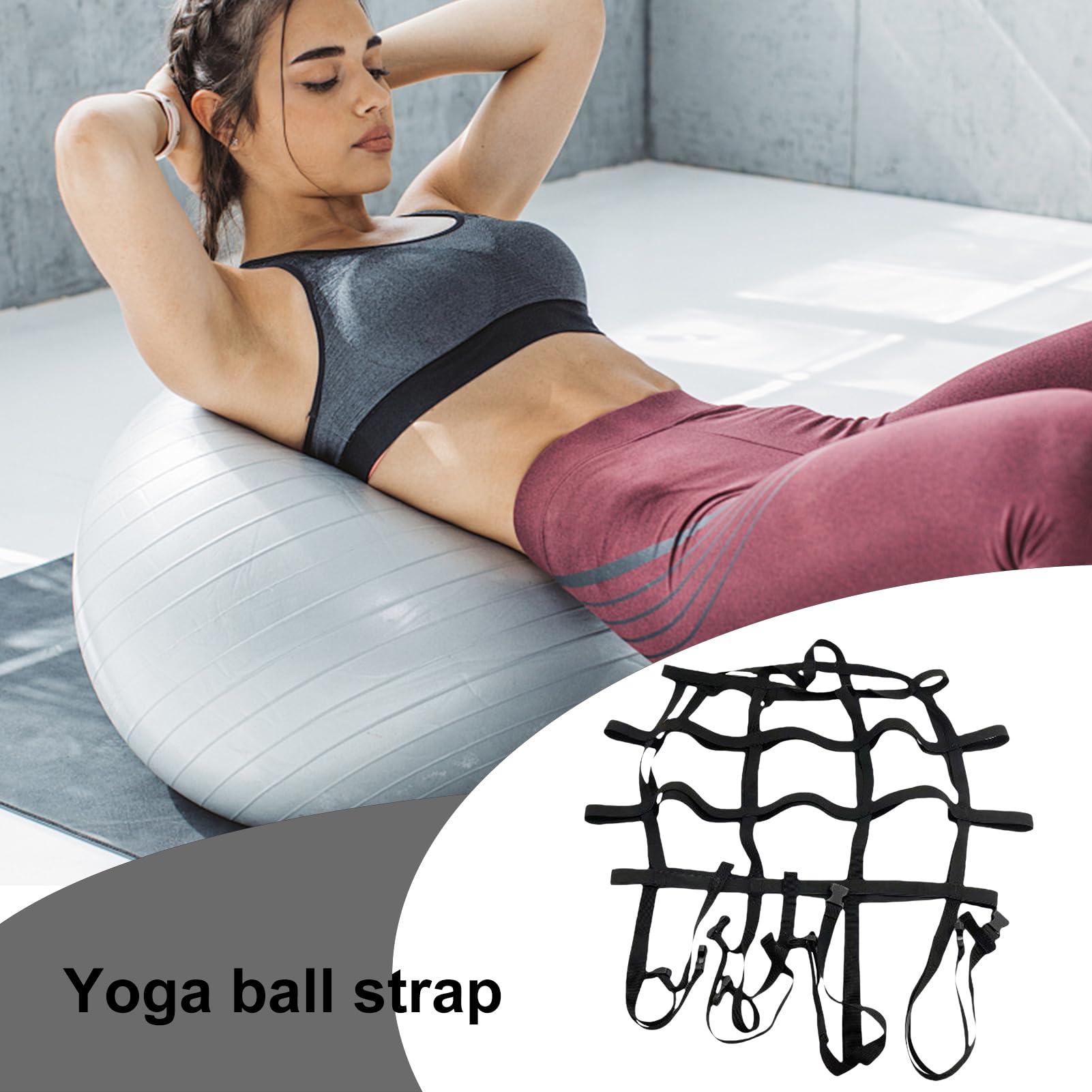 Cinghia per palla da pilates, ausiliaria per esercizi, cintura regolabile portatile per pilates 330 g, stretching, allenamento aerobico, casa, aula, viaggi e uso fitness all'aperto, materiale robusto