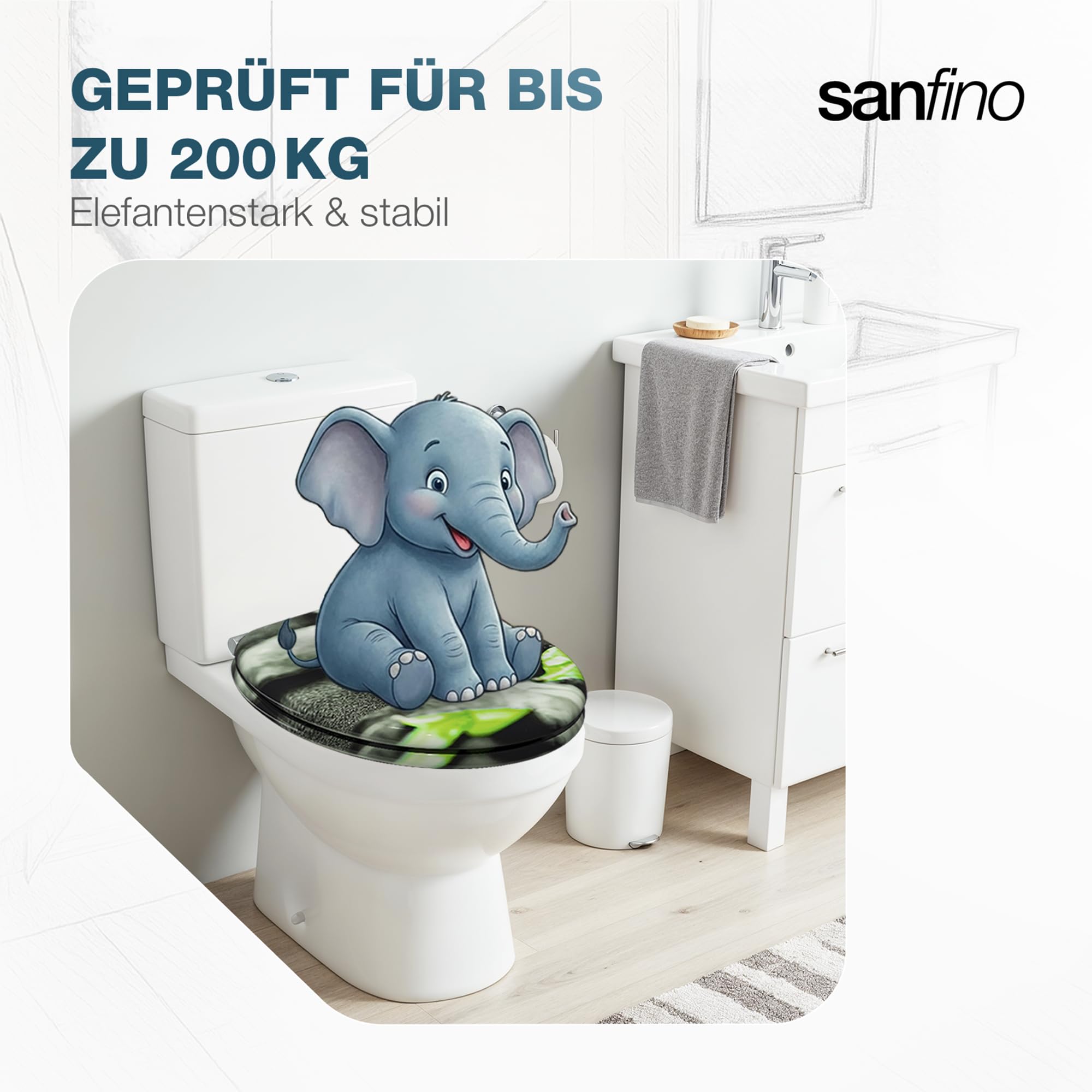 Premium WC Sitz mit Absenkautomatik – hochwertige Toilettendeckel aus Holz, viele bunte Motive, hoher Sitzkomfort, einfache Montage inklusive Montageanleitung – "Rocks"