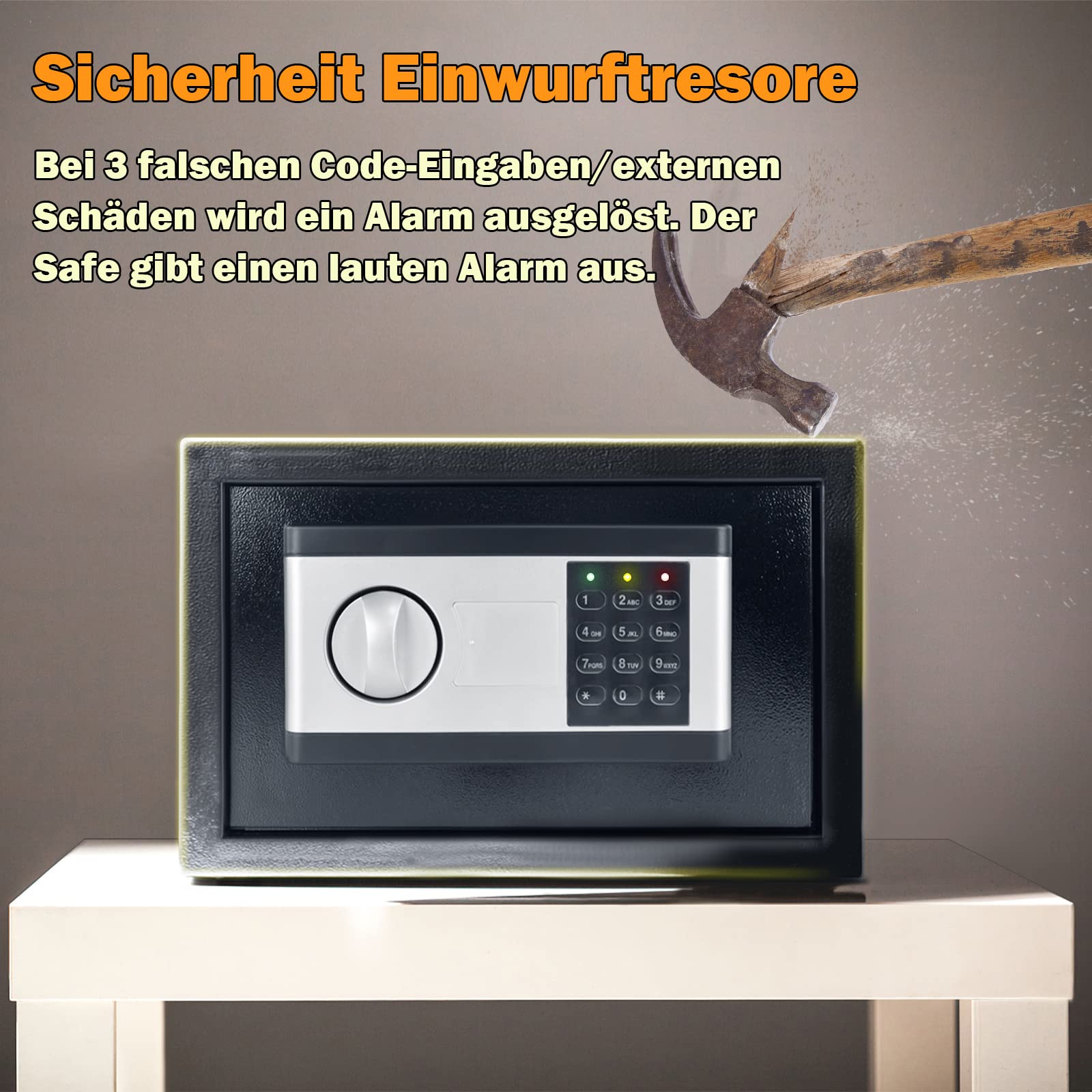 Froadp 12L Sejfy Depozytowe Elektroniczne Szafa Sejfowa 31x20x20cm Sejf Meblowy z Kluczem Sejfy Hotelowe ścienne Mini Sejf ścienny Sejfy szczelinowe na Domowe Przedmioty Wartościowe