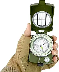 Bússola militar de sobrevivência com bolsa de transporte, bússola para caminhadas, impermeável e à prova de trepidação, verde militar