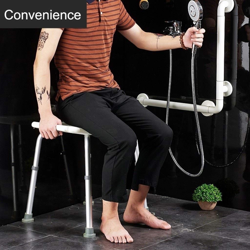 Cuarto de baño Blanco Taburetes y Asientos |Sillas de Ducha for los Ancianos discapacitados |Baño de heces for la Ducha |Altura 37-50cm Ajustable con Antideslizante de Goma Pies