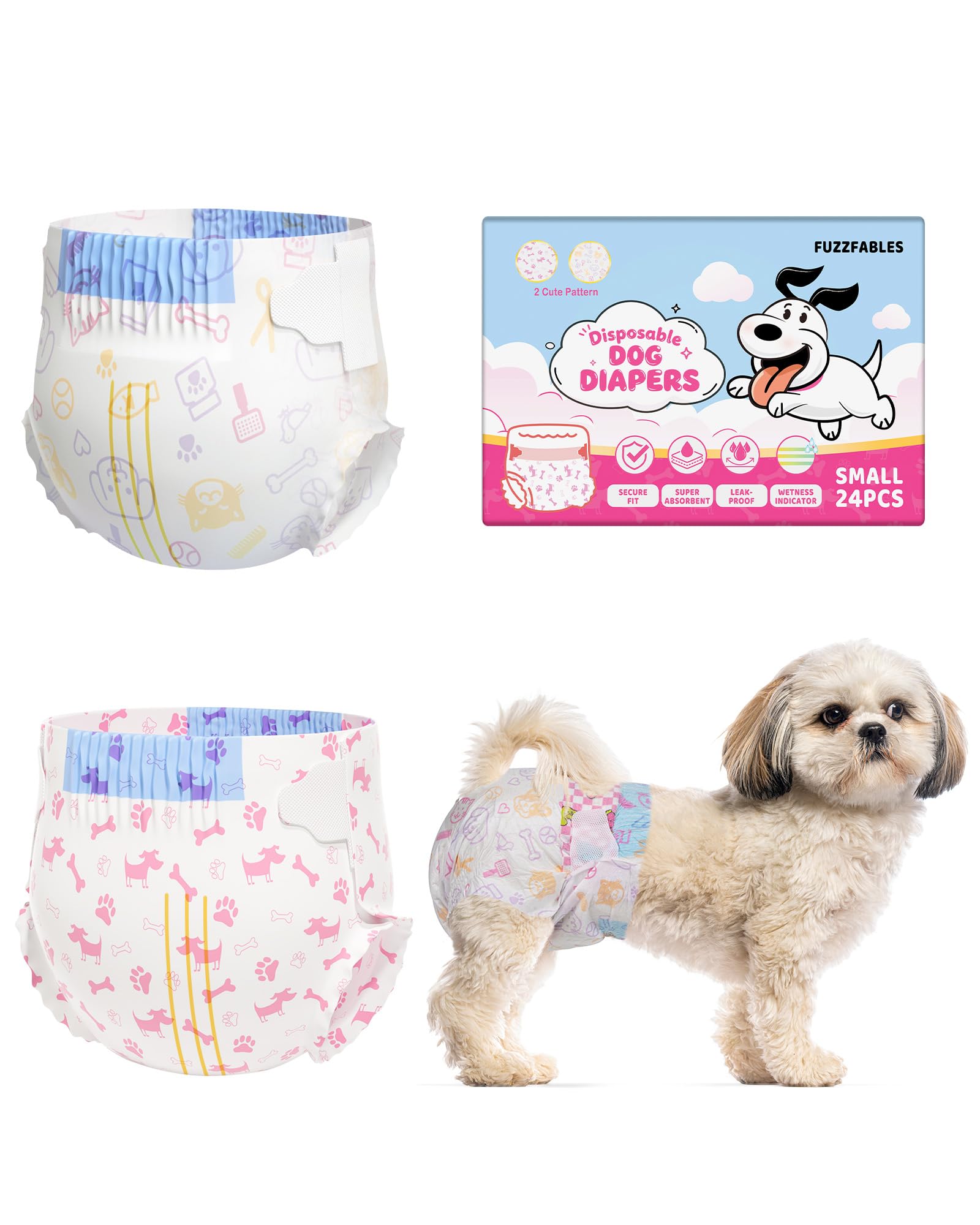 Couches pour chien femelle S anti-fuite pour l'incontinence