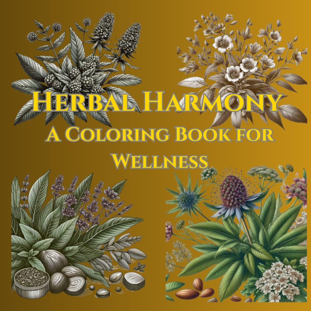 Herbal Harmony A Coloring Book Journey of Wellness: Stress-Relieving Coloring Pages Featuring Nature's Apothecary