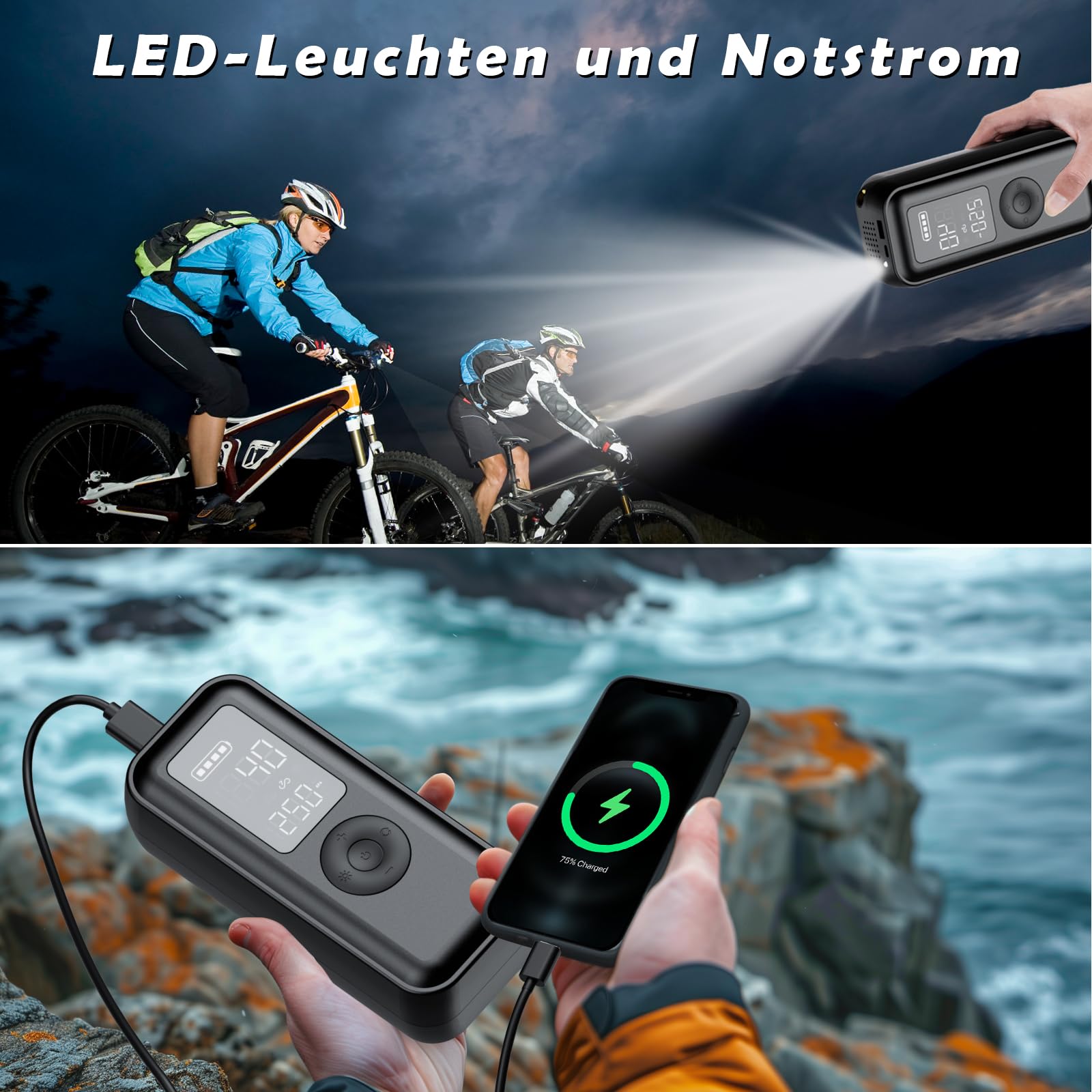 Compressore Aria Portatile Auto 160PSI - Gonfia Pneumatici Auto, Bici, Moto | Doppio Display, Arresto Automatico - Foto 8