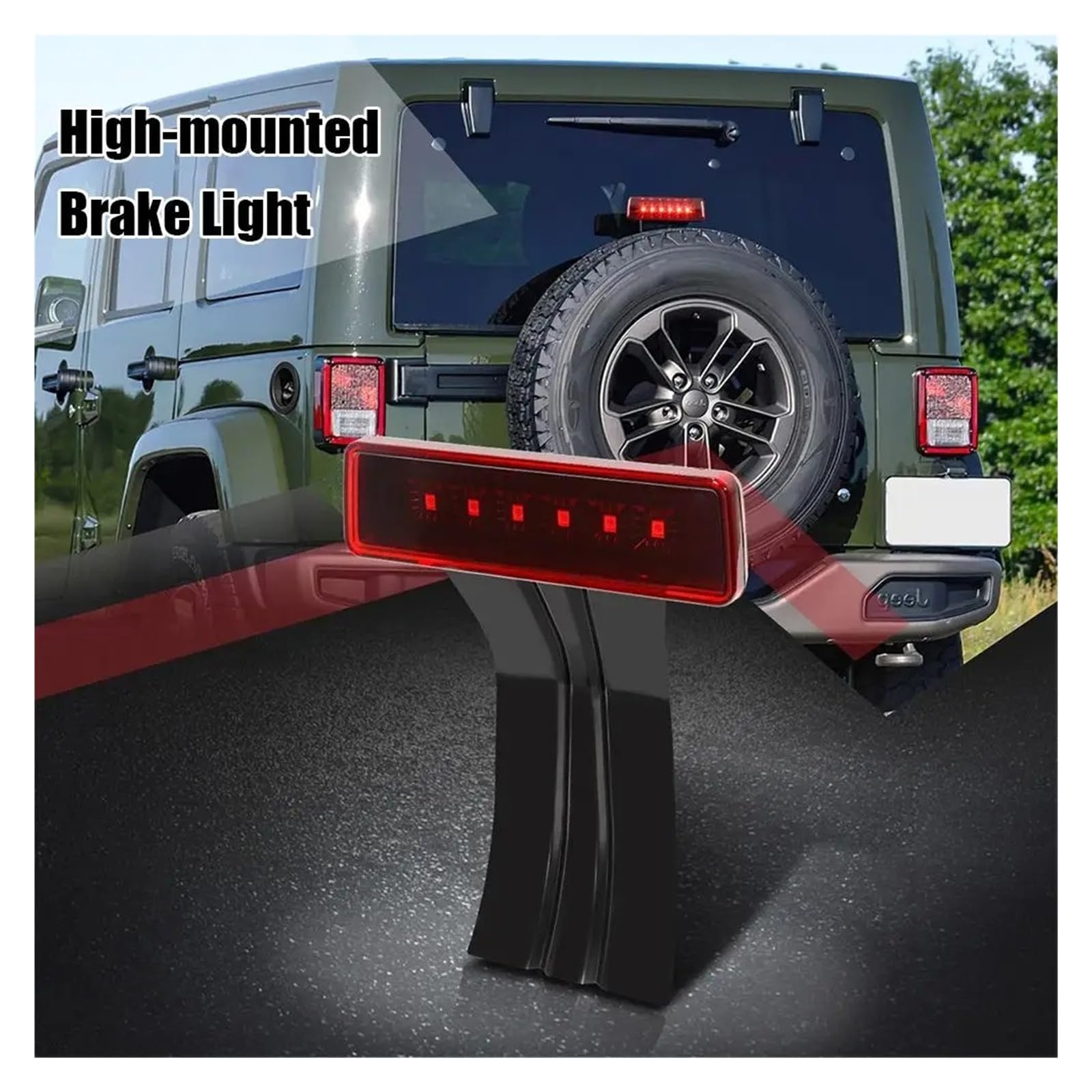 Tercera Luz Freno Coche Para Jeep Para Wrangler JK 2007-2018 LED Tercera Luz Freno Faros Colisión Cuentan Con Estroboscópica Auxiliar Anti U7E6