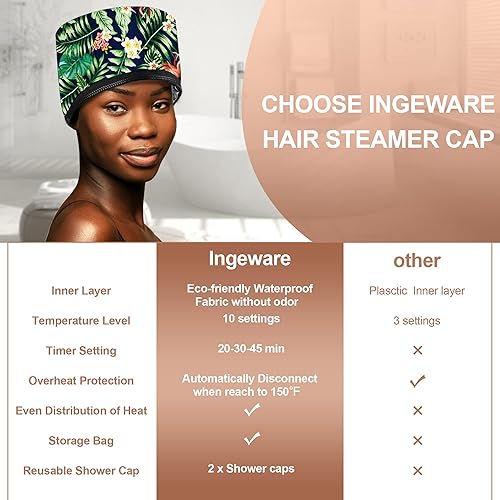 Miniatura 6 de Gorro térmico para acondicionamiento profundo, tapa térmica para cabello natural, portátil, eléctrica, para uso doméstico, patrón de diamantes