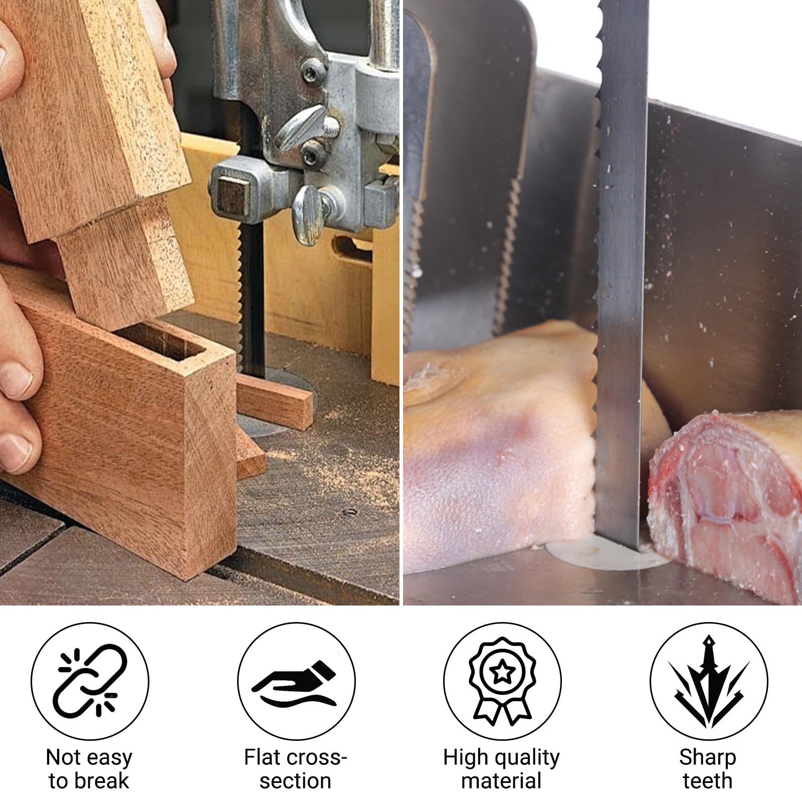 Lama per sega a nastro 1400, lame per sega a nastro in acciaio al carbonio da 6,35 mm‑6T SK5, macchina per la lavorazione del legno taglio della carne per il taglio del legno plastica (1400*6.35*6T)