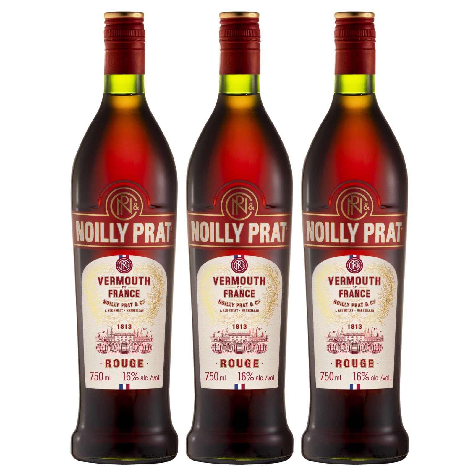 Noilly Prat Rouge Vermouth, 16% vol., 75 cl/750 ml, Apéritif Français Idéal pour Cocktail Martini, Composé de 29 Herbes Aromatiques et Épices dont l’Orange Douce, la Cannelle et les Fèves de Cacao