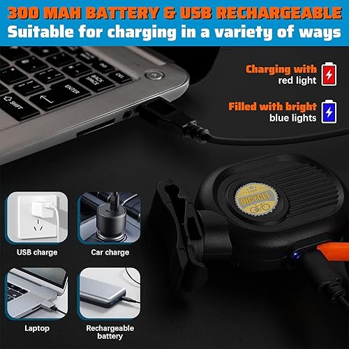 Miniatura 4 de Luz trasera LED para bicicleta, luz de ciclismo de meteoritos - Múltiples modos, recargable por USB, impermeable, adecuada para la mayoría de postes
