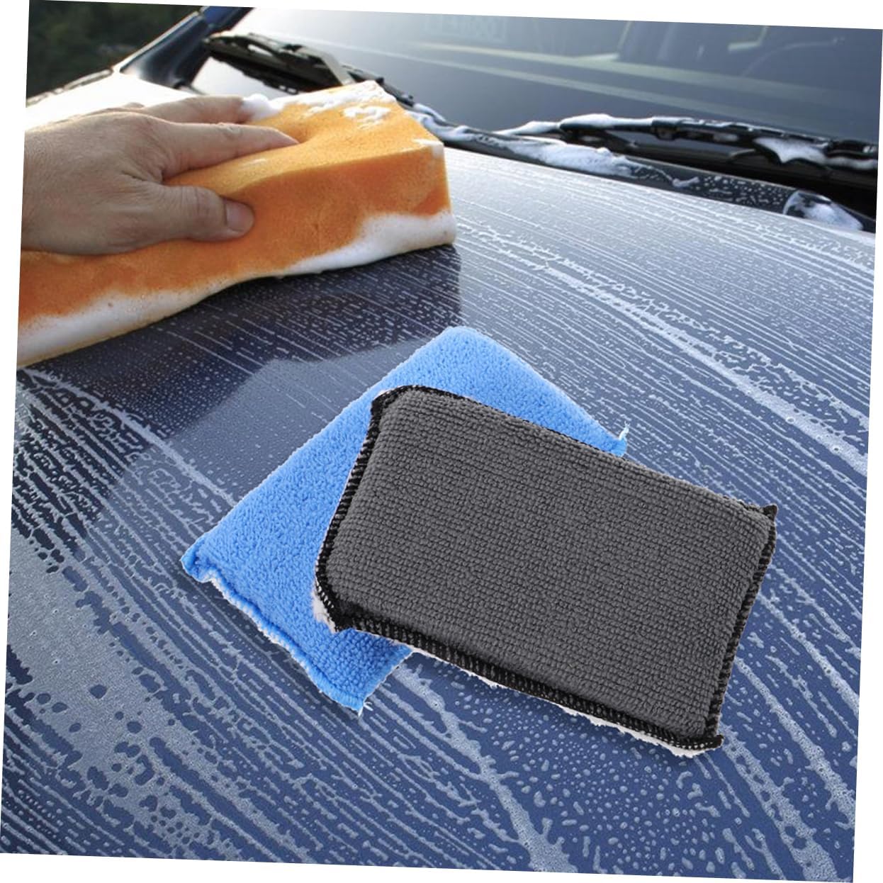 Outanaya 2pcs Car Washing Sponges High Absorbent Cleaning Scrub Sponge Blocks for Auto Detailing Soft Vehicle Wash Tool for Car Interior Exterior Care Grey Colors