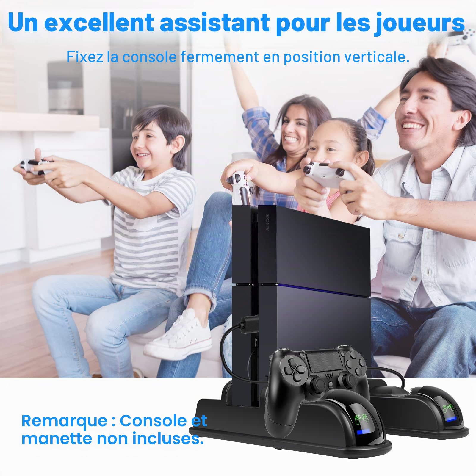 Labtec Support PS4 avec Ventilateur de Refroidissement et Station de Charge Double Manette pour Playstation 4/Slim/Pro, 12 Emplacements de Jeu, Accessoires