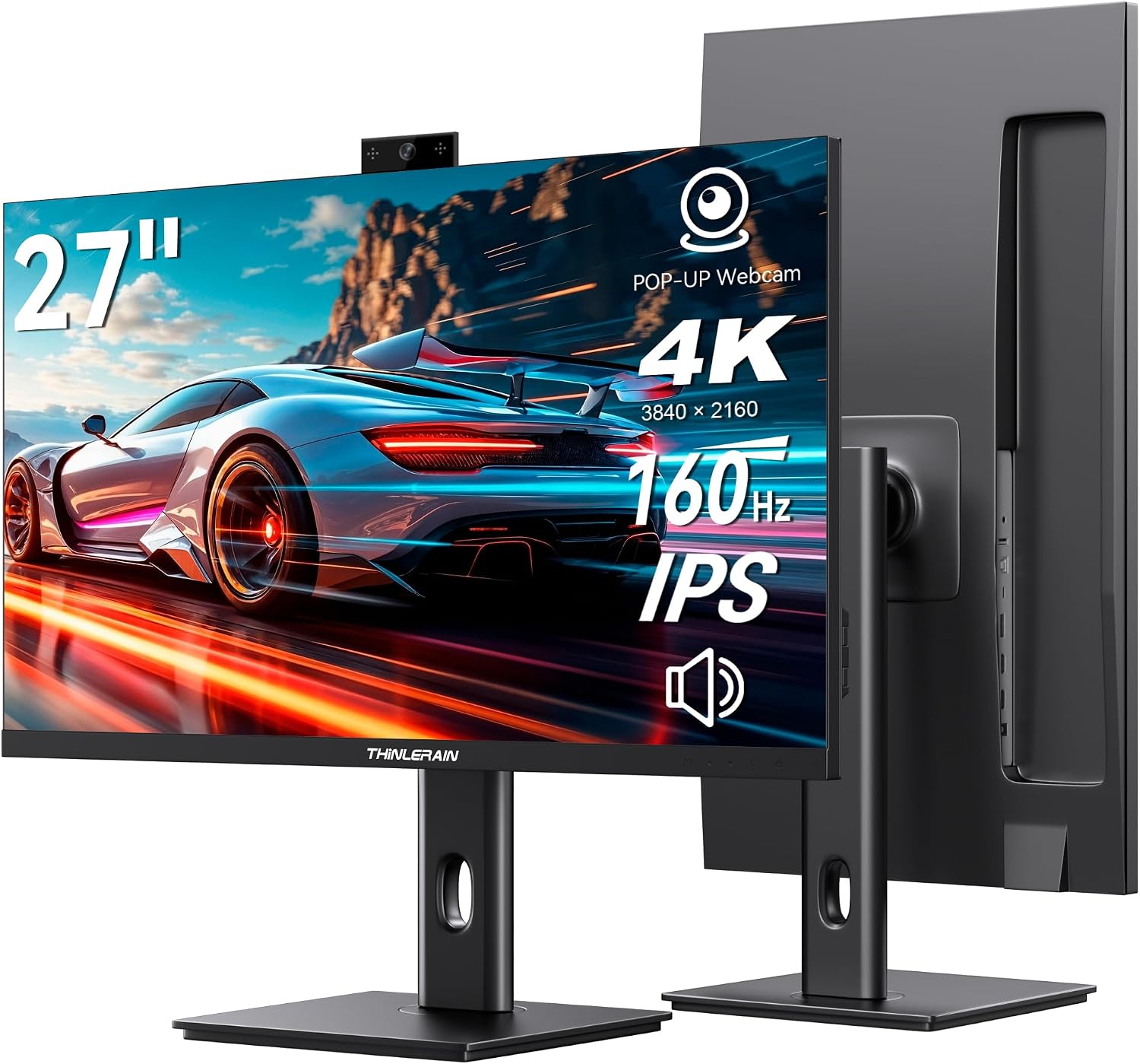 27" 4K Vertical Coding Monitor With Pop-Up Webcam