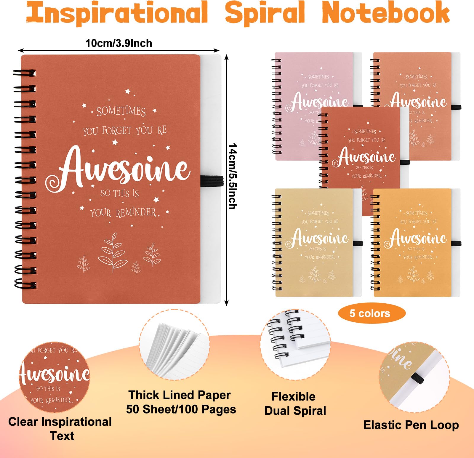 Augenstern 10 Sets Employee Thank You Gifts Bulk Inspirational Notebook Journal with Motivational Pen Employee Appreciation Gifts for Coworkers Volunteer Nurse Teacher Team Staff Colleague Gift - Image 2