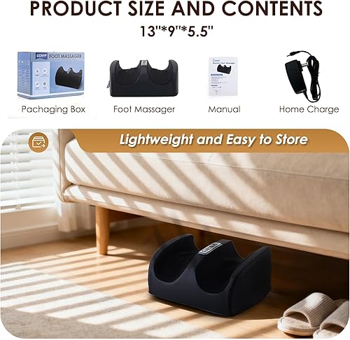 Miniatura 6 de Masajeador de pies con calor, masajeador eléctrico de pies y pantorrillas con rodillo, masaje de tejido profundo para fascitis plantar, neuropatía y