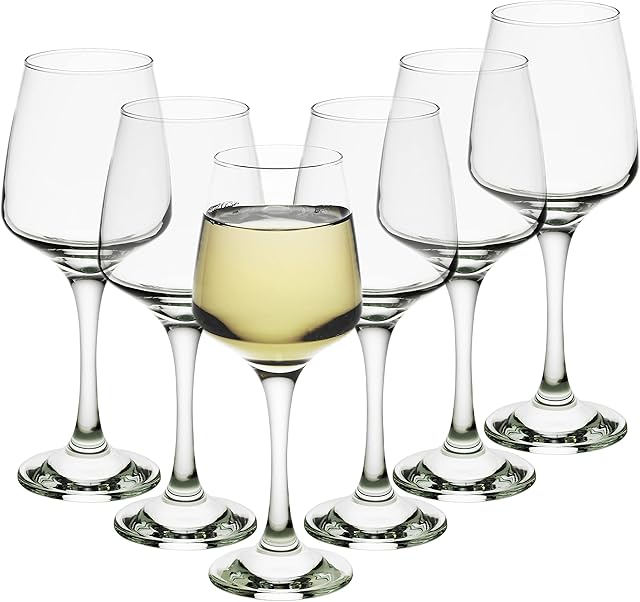 Homiu Wine Glass 330ml White or Red Long Stem Premium Finish Florence Design Glasses (6 Pack)