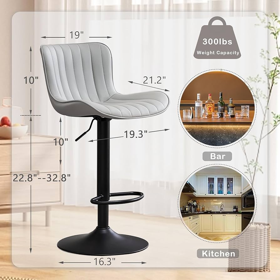 Kidol & Shellder カウンターチェア 2脚セット 昇降式 ホワイト Amazon｜Kidol & Shellder カウンターチェア 2脚セット 昇降式