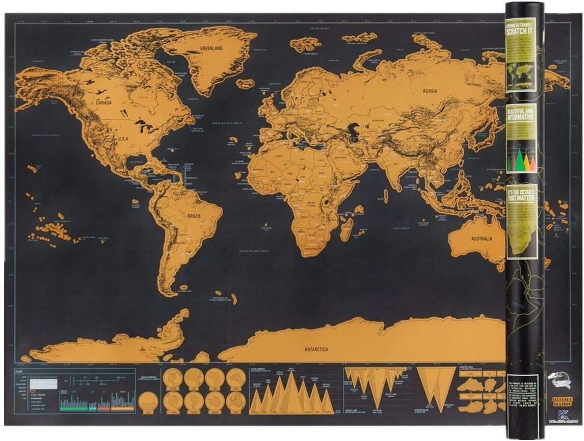 世界地図 ポスター スクラッチマップ 面白い 黒色鍍金 旅行の思い出を地図に残せる 世界触れ合い旅行ポスター 豪華版 おしゃれ 明るい色彩 世界全図 壁の装飾 割り引き ホーム