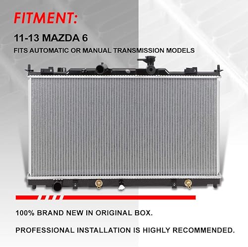 Vista 80 de Auto Dynasty Radiador compatible con 06-10 Mazda 5 2.3L AT, DPI 2894 Radiador de enfriamiento de 1 fila estilo fábrica, núcleo de aluminio