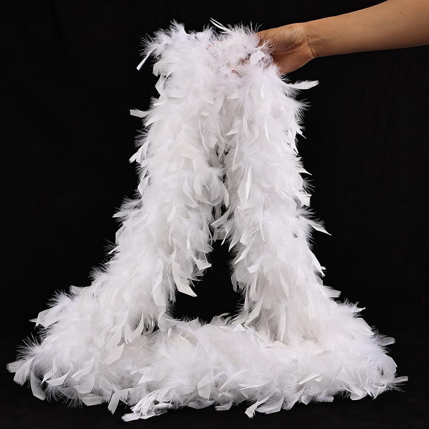 White Feather Boa - 45g 2 Yards Turkey Boas Feathers for Party Bulk Wedding Concert Carnival Halloween Christmas Costume Decoration - Image 4