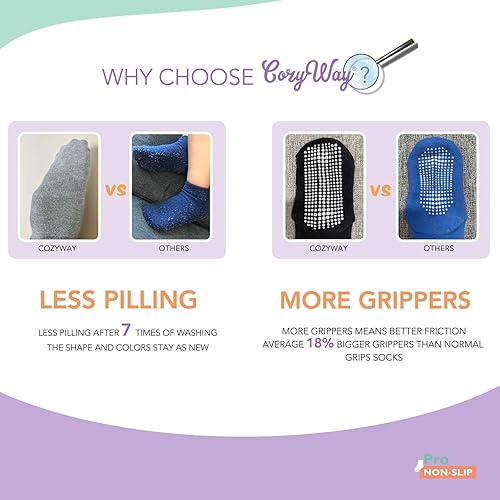 Miniatura 4 de CozyWay Baby & Toddler Socks with Grippers Non Slip Ankle Grip Socks For Boys and Girls - Comfy Soft Cotton - 12 Pack