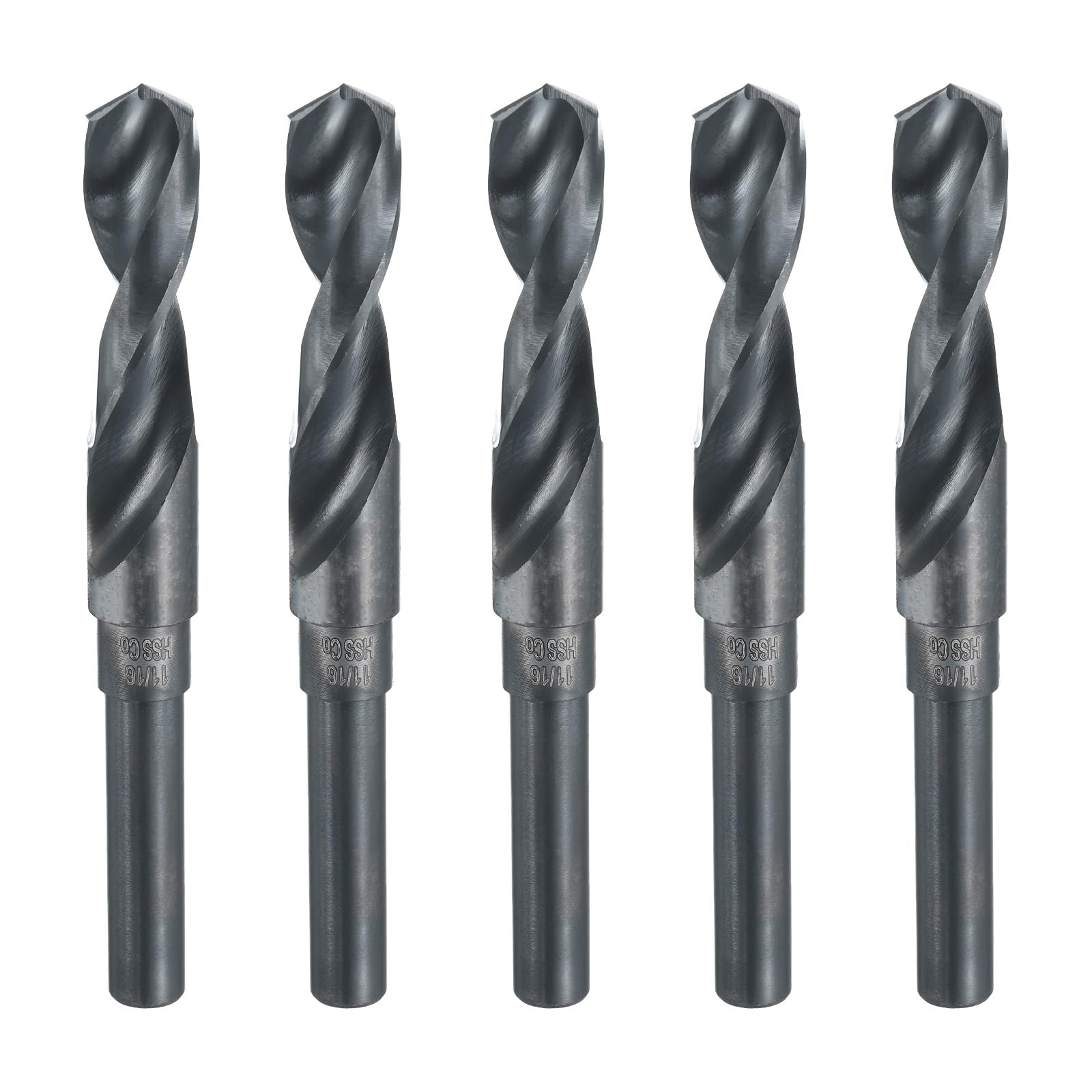 QUARKZMAN 11/16" Punte Trapanatura Acciaio Rapido, Punte Trapanatura M35 HSS A Lama Elica Con Codolo Dritto Tondo 1/2" Per Metallo, Acciaio, Alluminio, Plastica, Legno, 5pz