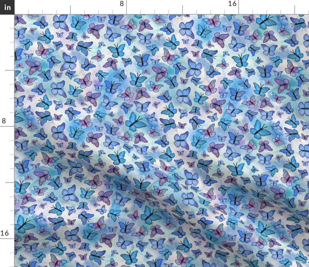 Spoonflower Fabric - Butterflies Watercolor Dream Blue Purple Butterfly Printed on Petal Signature Cotton Fabric by The Yard - Sewing Quilting Apparel Crafts Decor