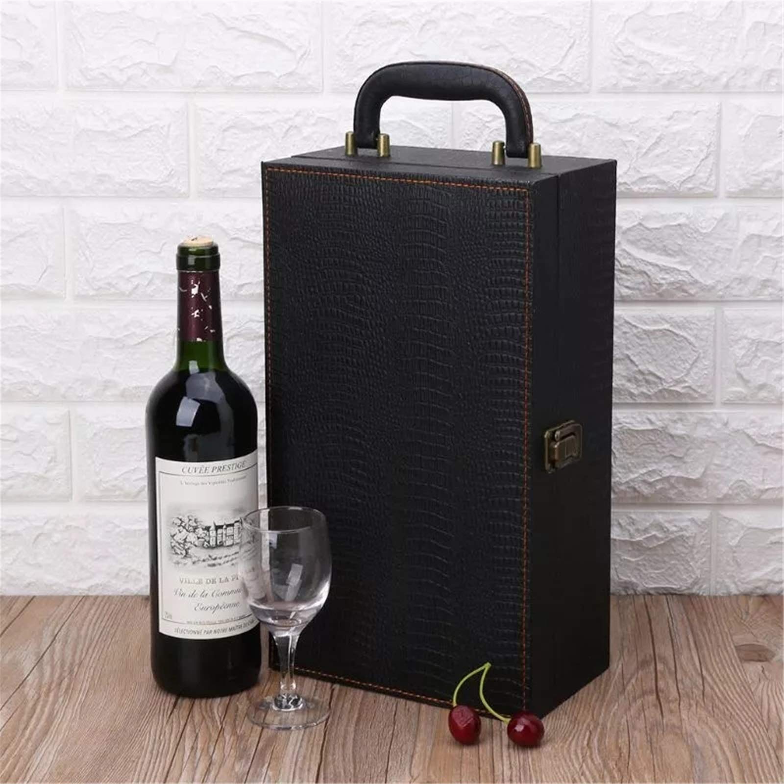 Boîte à Bouteilles de vin, Sac Luxe en Cuir, 2 Sacs fourre-Tout pour Home Bar Decor
