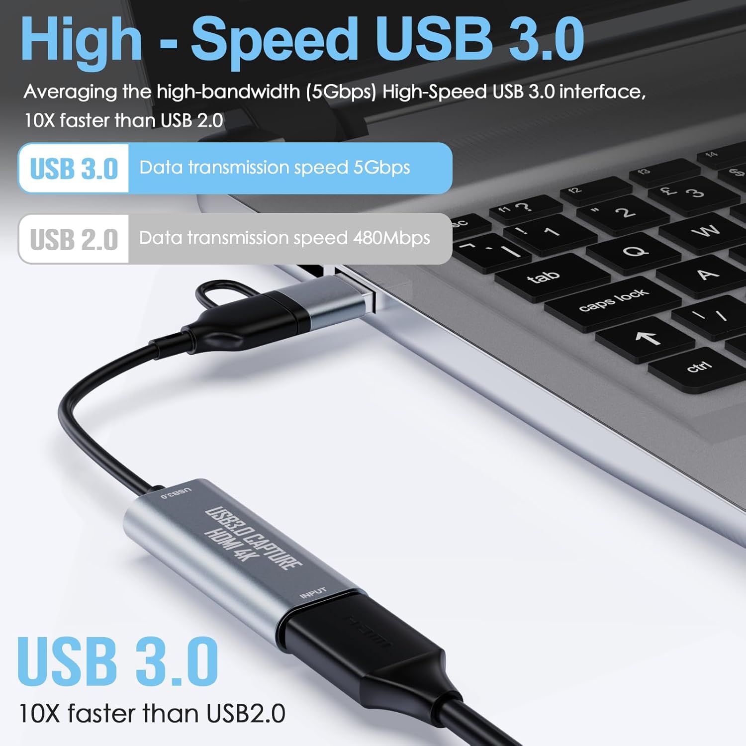 Scheda di acquisizione video HDMI 4K, scheda di acquisizione da HDMI a USB 3.0/USB C per Streaming/Nintendo Switch/PS3/PS4/YouTube/Xbox/Fotocamera/PC/OBS