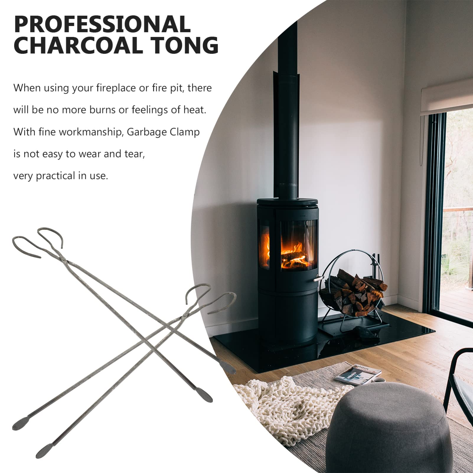 BESTonZON 2pezzi Pinze Per Barbecue Manico Lungo Pinze Per Legna Da Ardere Riutilizzabile Per Rifiuti in Metallo Per Carbone Durevoli e Robuste Adatte Per Barbecue All Aperto Campeggio e Uso