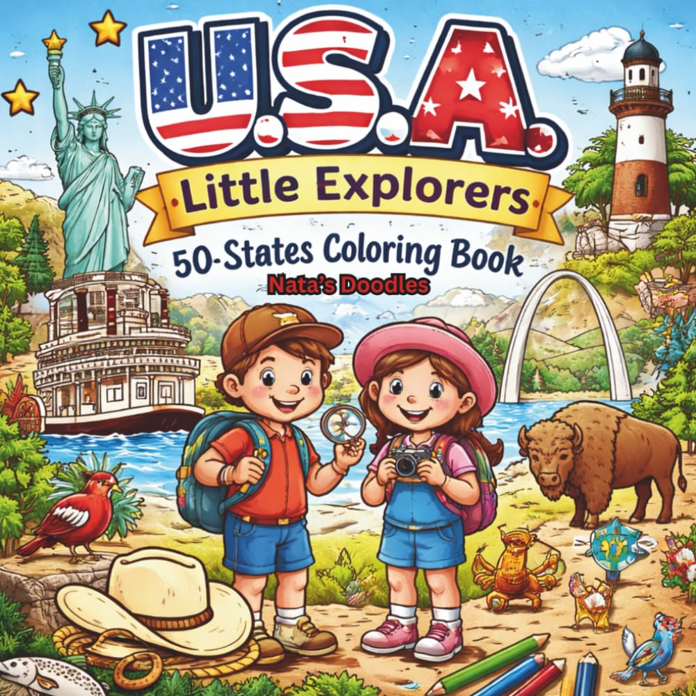 U.S.A Little Explores: 50- States Coloring Book