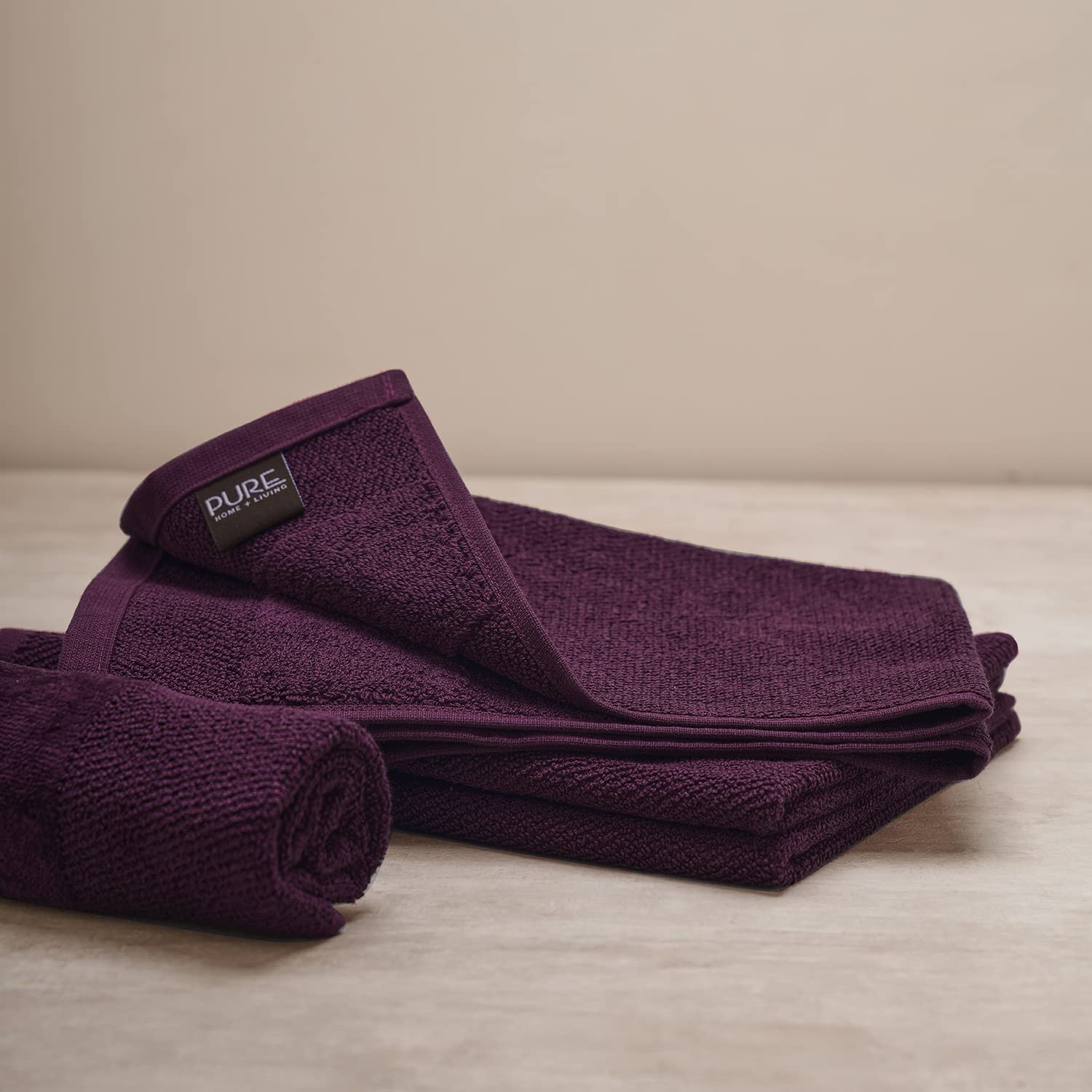 Pure Home + Living Set of 4 Purple Cotton Hand Towels (B0C14RFKDD) Amazon Price History, Amazon Price Tracker