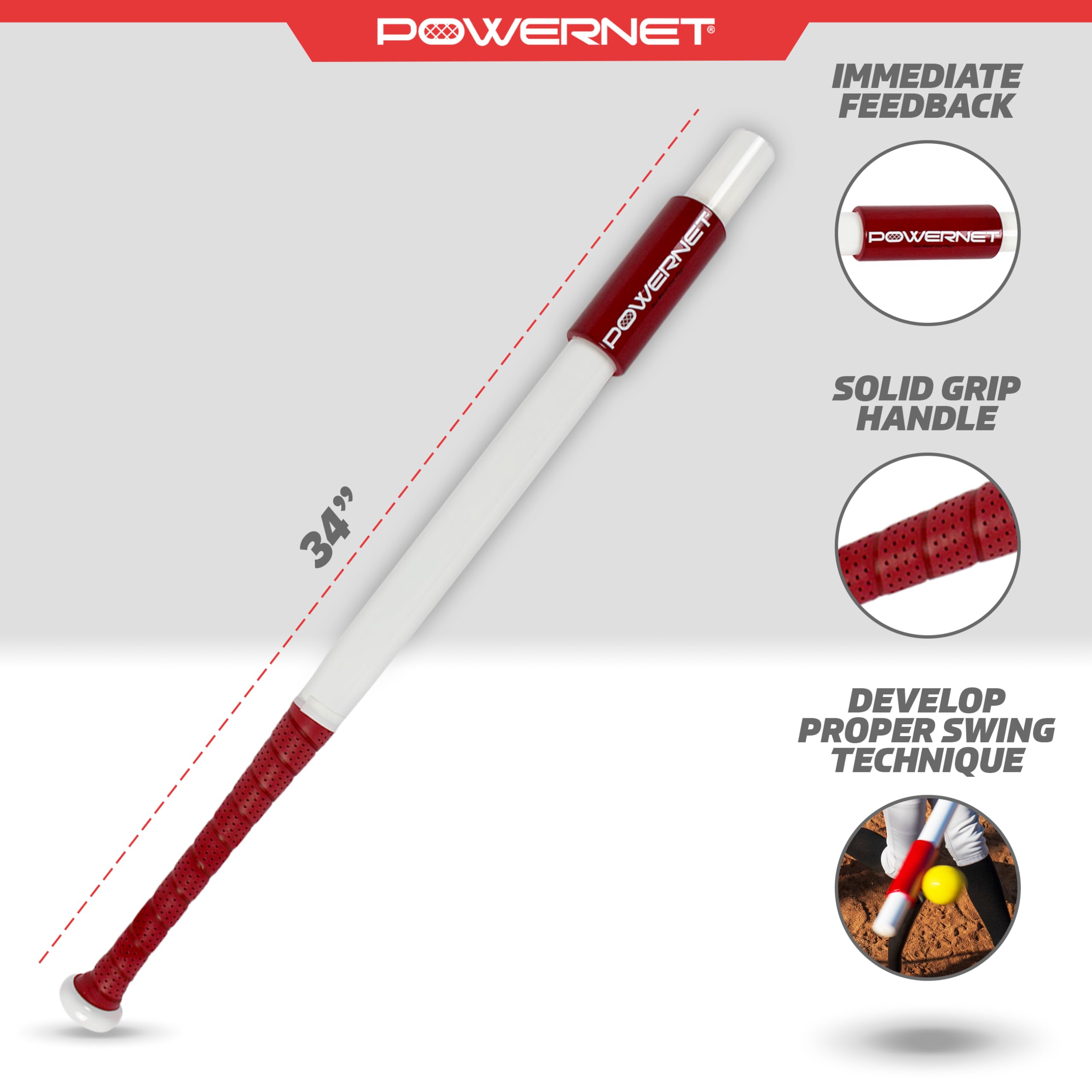 PowerNet Sweet Spot Softball-Baseball-Schlagtrainer-Schläger, entwickelt die richtige Schwungtechnik und Schlagort, Baseball-Trainer-Schläger, Schlagübungsausrüstung (68,6 cm/680,4 g, 78,7 cm/794,8 g
