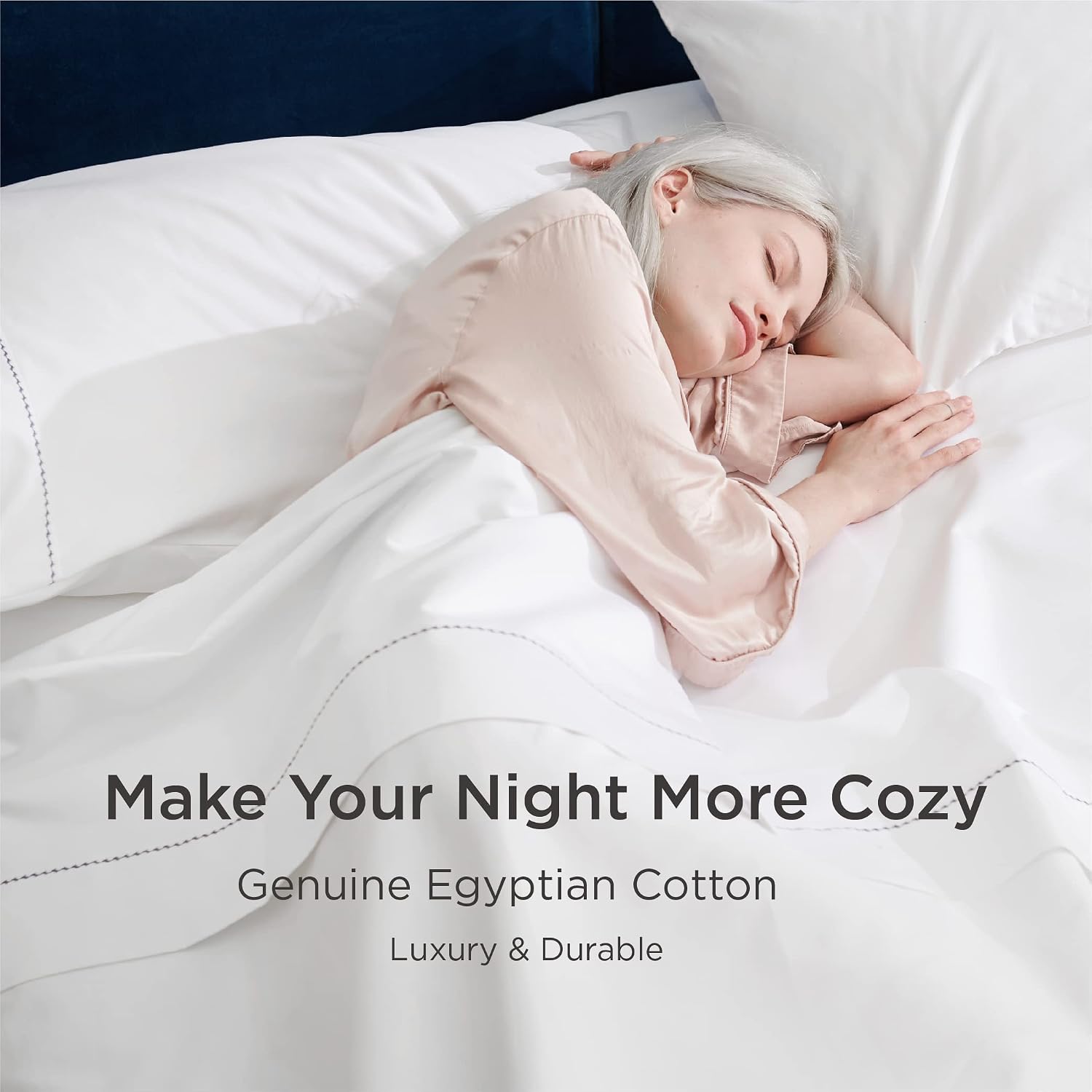 Bedsure Egyptian Cotton Sheet Sets - 1000 Thread Count King Luxury Hotel Sheets, 4 PC Deep Pocket Durable Bed Sheets Sateen Weave, White (108"x102")