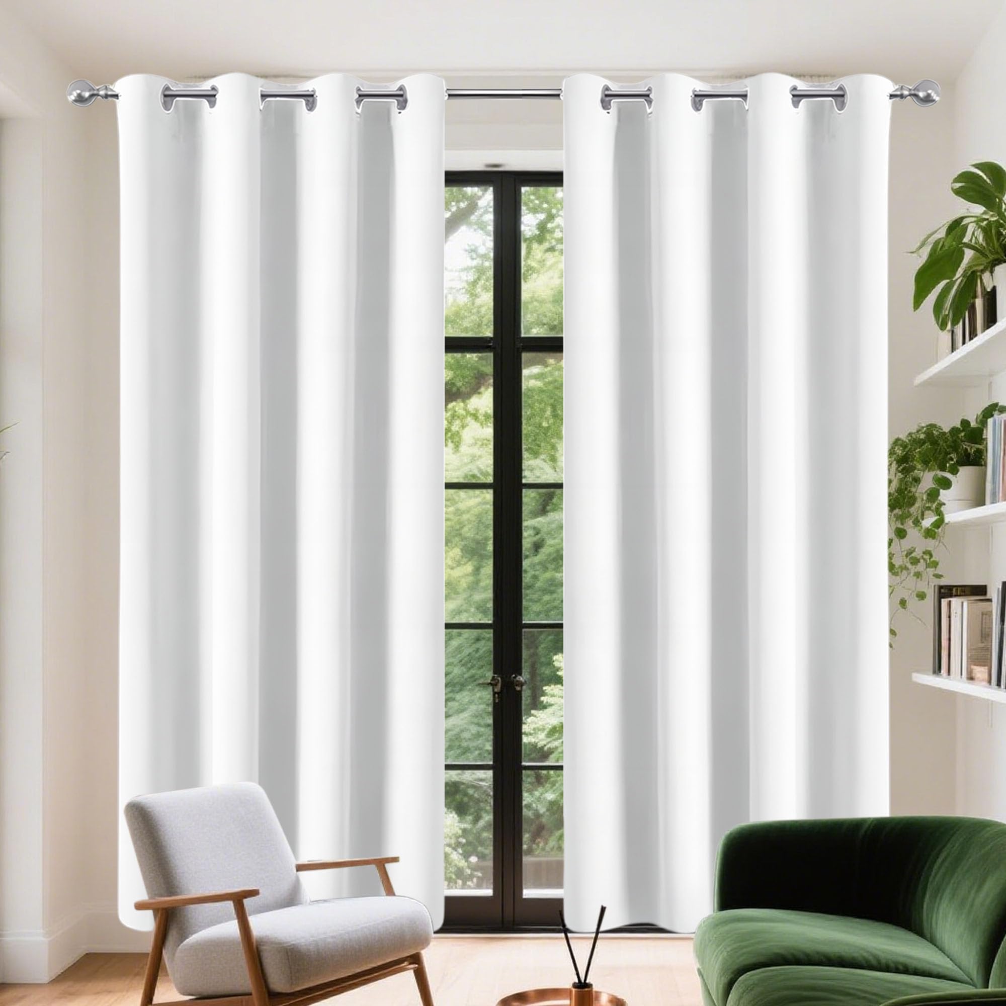 Rideaux opaques blancs pour chambre et salon installation facile aux fenêtres