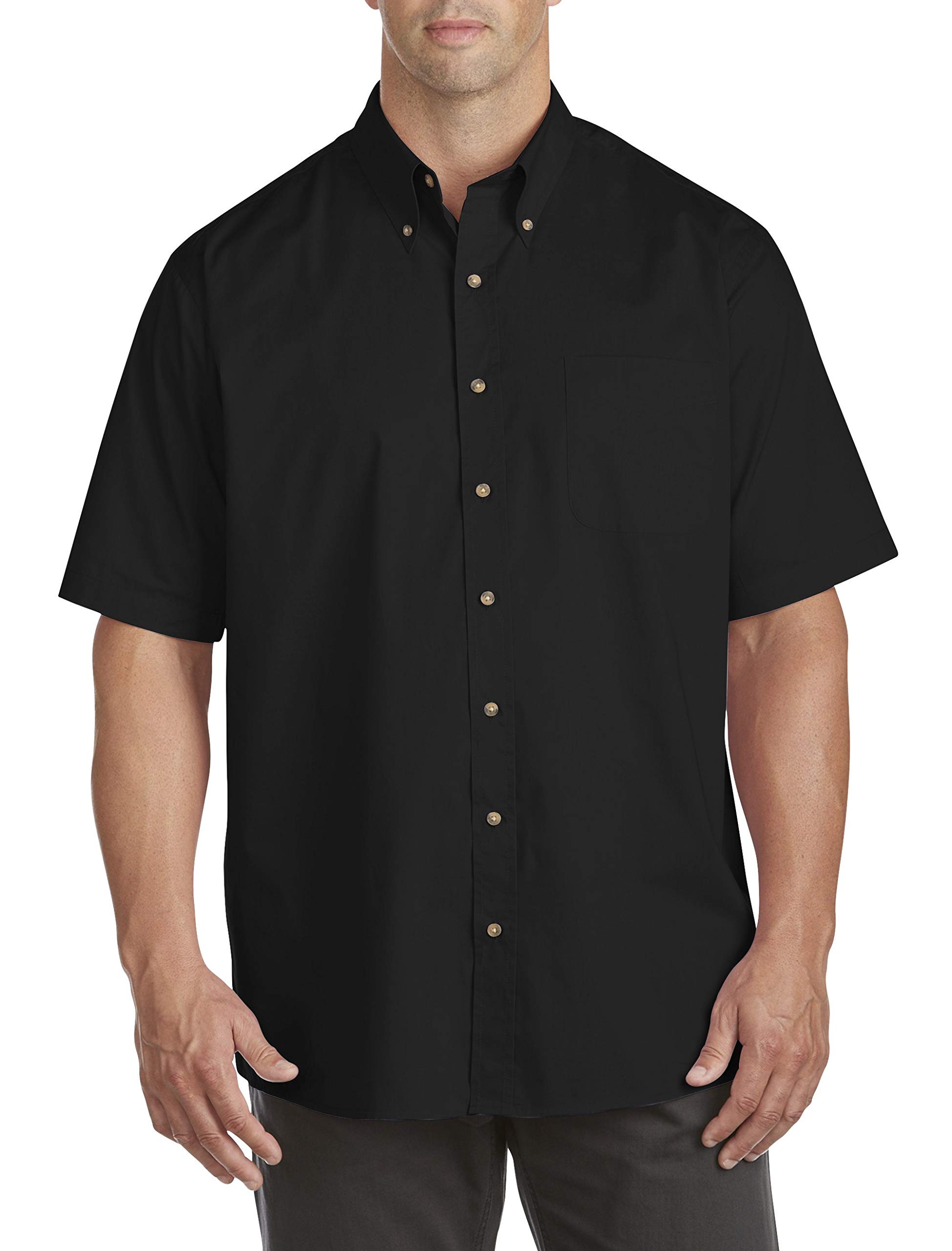 Harbor Bay by DXL Men's Big and Tall Easy-Care Solid Sport Shirt