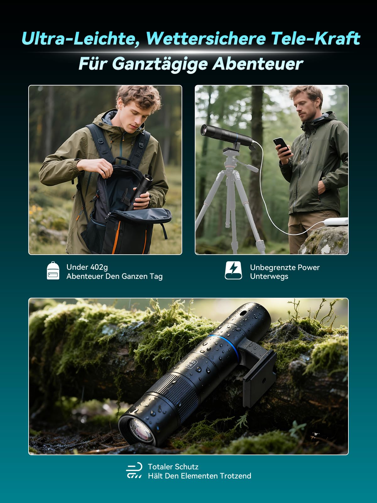 APEXEL 45X Hochleistungs-Objektiv für Smartphones, Digitale Drahtlose Telefonkamera mit APP-Steuerung, Tragbares Teleskop für Vogelbeobachtung, Wildlife, Reisen, Sport