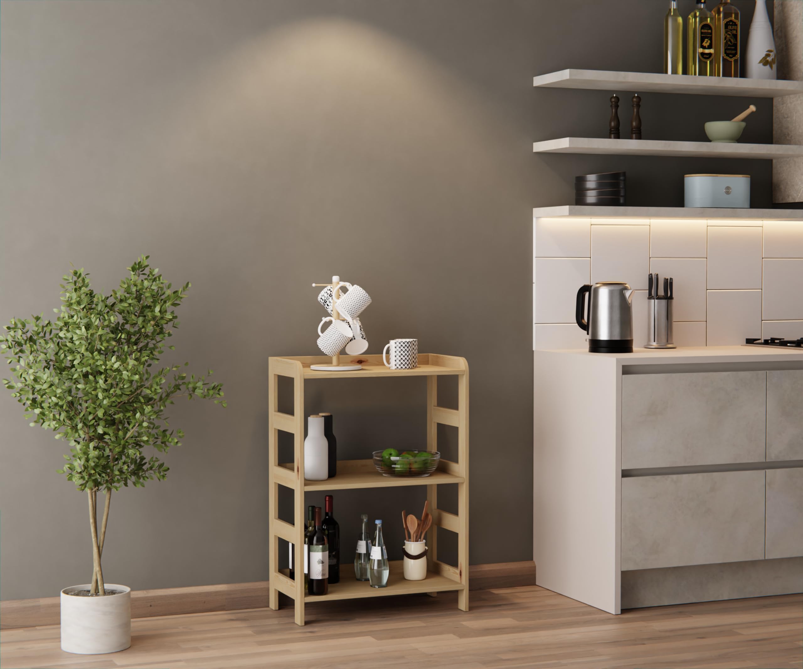 Lenmar Serie R, Natur, Braun, Holzregal, Kiefer, Holz, Hellbeige, 3-5 Böden, 89-166 cm Bücherregal, Holzregal, Standregal, Wandregal (R-01, 89x63x33 cm, 3 Böden, Natur)