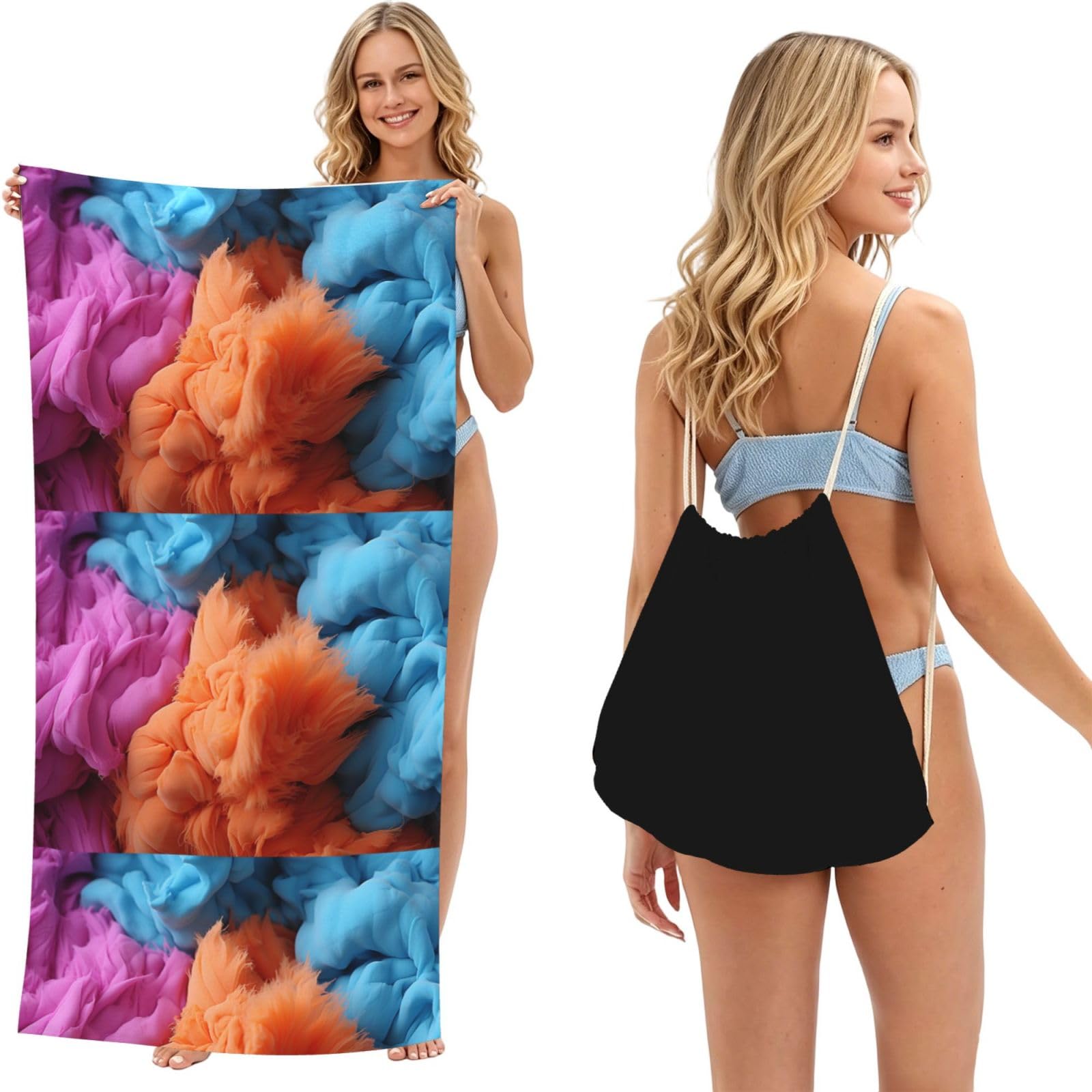 SKGOHLH fluffy 2in1 Packable Beach Towel Bag Women