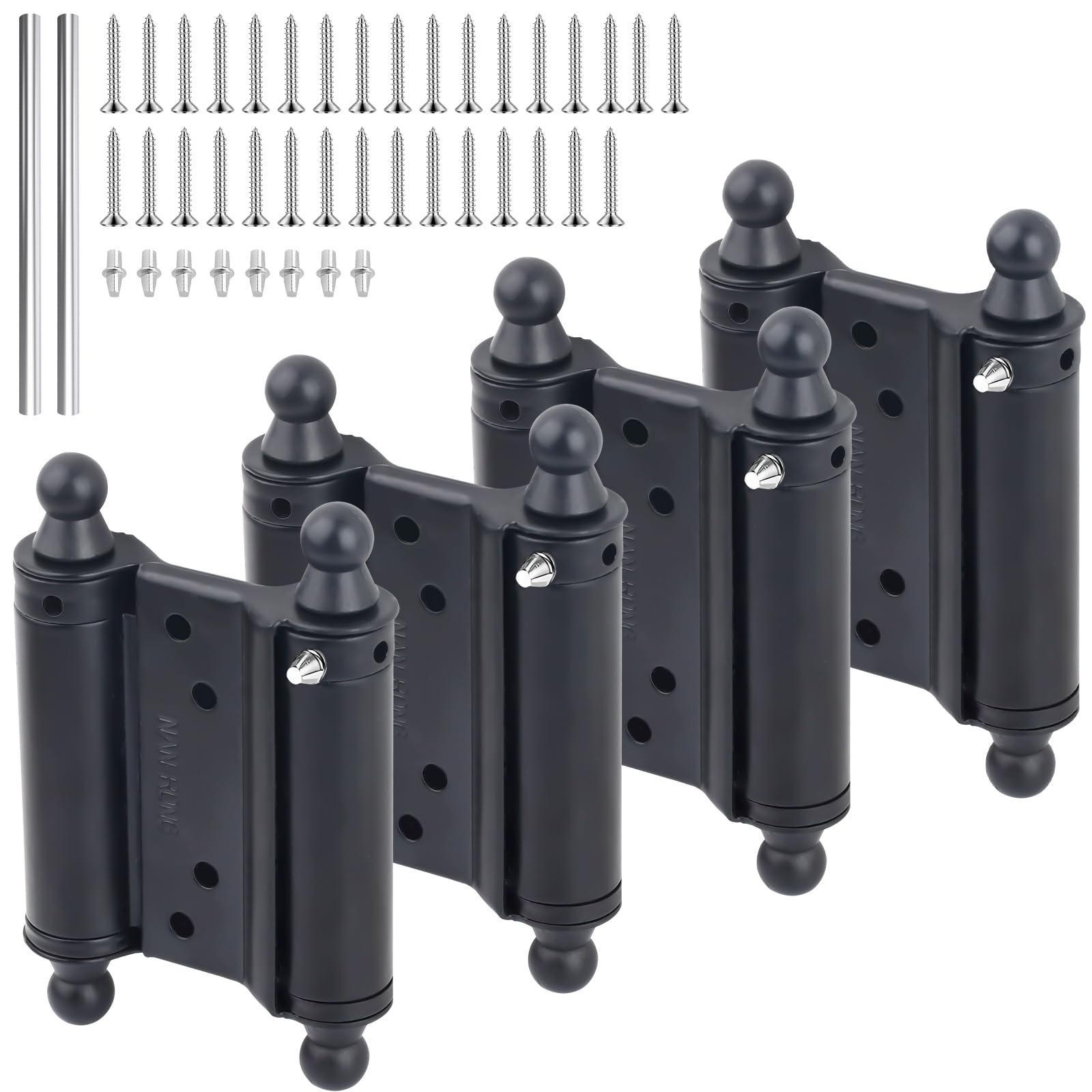 4 Pack 3’’ Double Action Hinges, Double Swing Hinges Swinging Door Hinge Cafe Door Hinges, Stainless Steel Trap Door Hinges Spring Hinge (3’’)