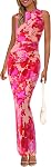 PRETTYGARDEN Womens Summer Wedding Guest Dress 2026 Spring Mesh Sleeveless Bodycon Ruched Floral Holiday Maxi Long Dresses