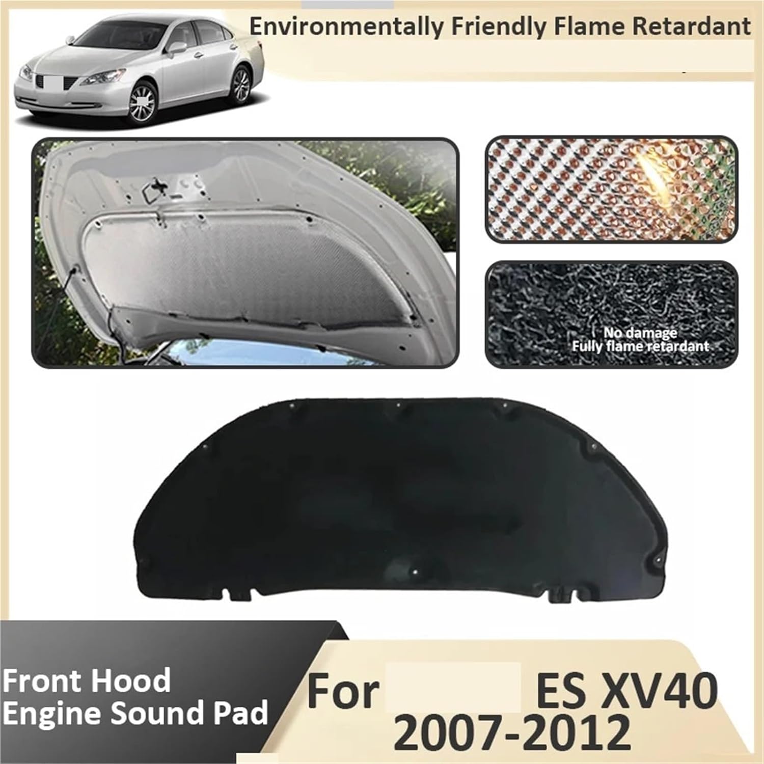 Front Hood Engine Compatible For Lexus ES XV40 350 MK5 2007 2008 2009 2010 2011 2012 Thermal Soundproof Mat Flame Retardant Car Accessories