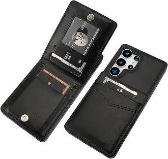 KIHUWEY for Samsung Galaxy S25 Ultra Case Wallet with Credit Card Holder, Flip Premium Leather Magnetic Clasp Kickstand Heavy Duty Protective Cover for Samsung Galaxy S25 Ultra 6.9" Black
