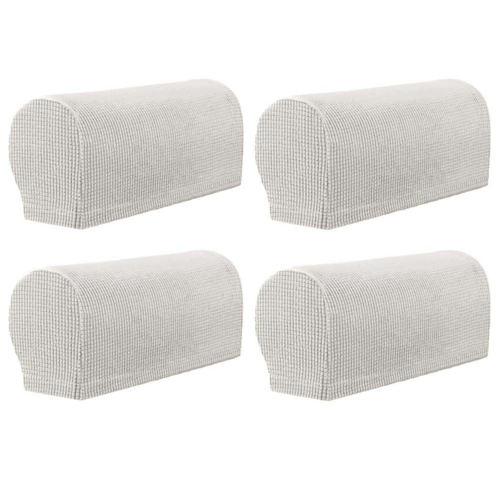 Generic Sofa Arm Covers armchair covers for arms Plaid Polar Fleece Stretch Armchair Arm Protector 4PCS (Ivory)