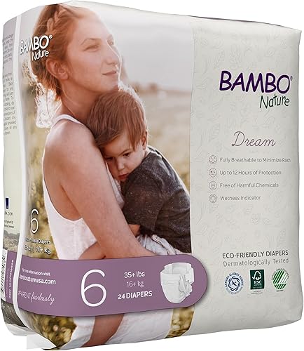 Miniatura 61 de Bambo Nature Pañales hipoalergénicos Dream Baby, pañales sostenibles con etiqueta ecológica de primera calidad, protección mejorada contra fugas,