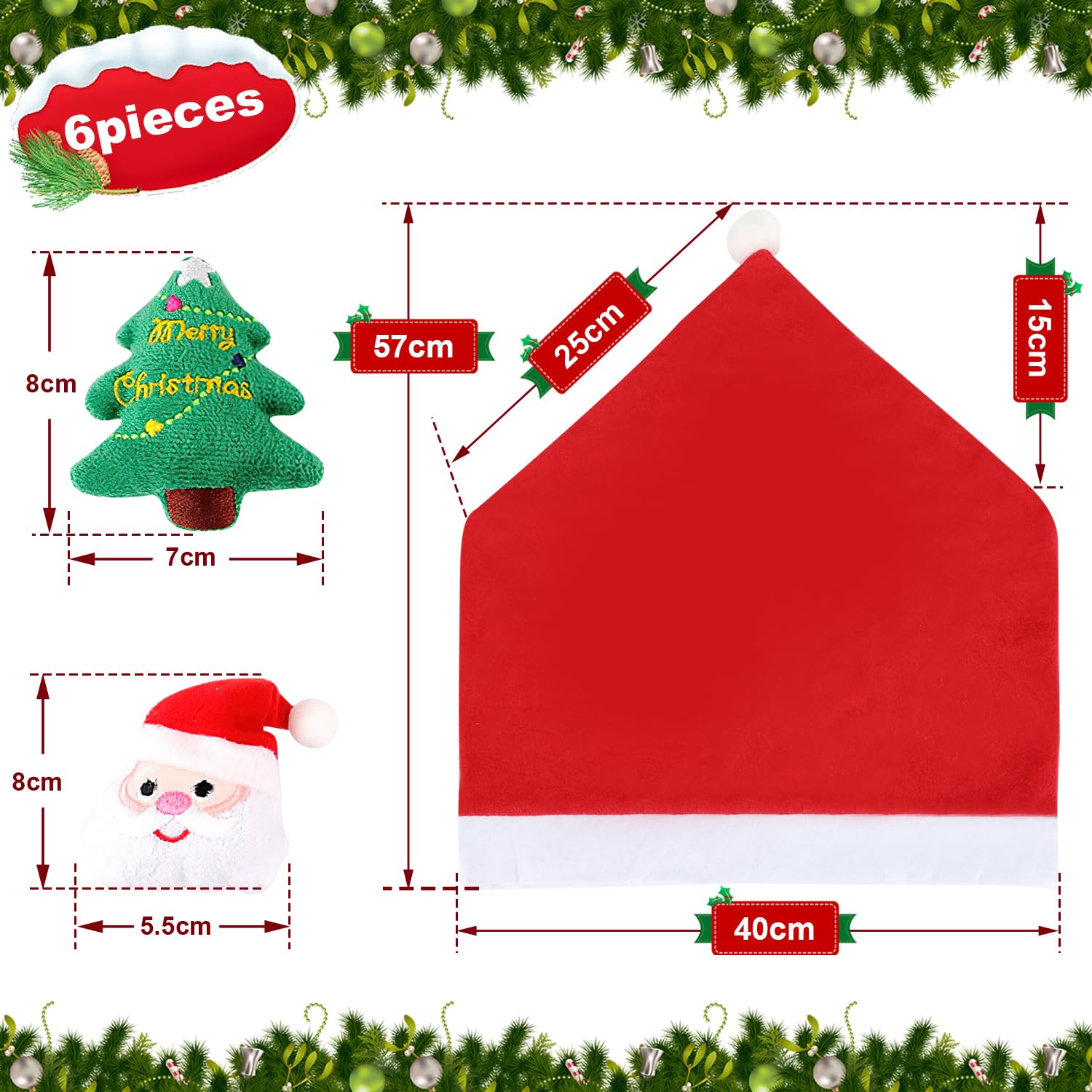 Pezzi Coprisedie Con Cappello Rosso Di Babbo Natale Per La Cena Di Natale, Decorazioni Per Feste 20 24 Pollici 50 60 Cm 86538495